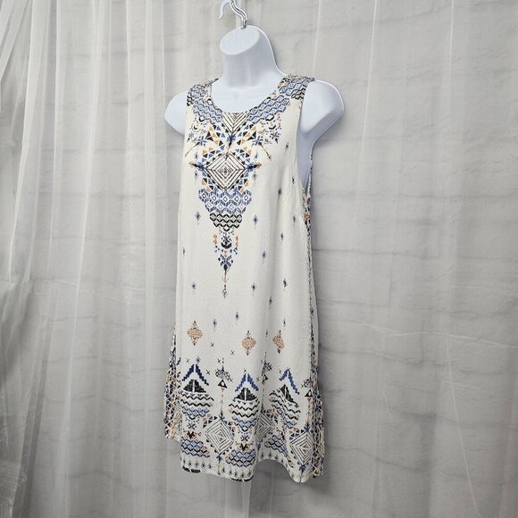 Ecote White Blue Tunic Tank Aztec Boho Festival M - Picture 5 of 11